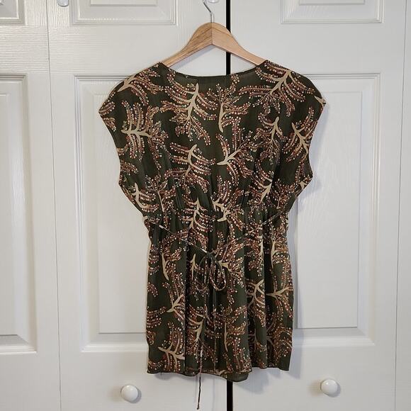 Vintage Charlotte Russe Women's Green Babydoll Top Size Med Crochet Glitter Y2K - Picture 2 of 9